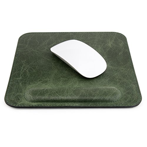 OTTO Leather Genuine Leather Mousepad with Wrist Rest, Green (OTTO197)