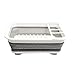 Collapsible Dish Drying Rack Drainer, Plastic, White with Gray, One Piece, Small, Compact, 15 x 11.5 Inches with Utensil Holder by Unknown
