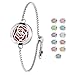 Essential Oil Diffuser Bracelet Adjustable Aromatherapy Locket Slide Healing Bracelet Stainless Steel Rose Locket with 11 Colors Felt Pads