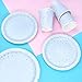 150PCS Silver & Blue Paper Plates-Disposable Dinnerware Set - Birthday Graduation Retirement Thanksgiving Bachelorette Wedding Snowflake Winter Wonderland Party Xmas Holiday Supplies Tableware