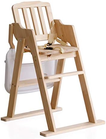 High Chair Folding Child Dining Chair Wood Portable Baby Eating Seat Lightweight, Wood Color