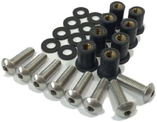 Replacement Windscreen Hardware 24 Piece Kit - M5 Bolts, M5 Well Nuts, Washers