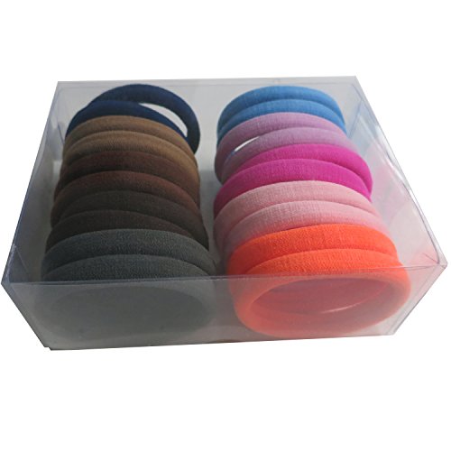 Thick Hair Ties, BETITETO 20 Pieces Seamless Ponytail Holders Scrunchies Women Cotton Stretch Hair Elastics for Thick Heavy or Curly Hair (Multicolor)