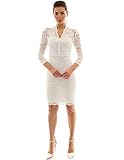 PattyBoutik Women's V Neck 3/4 Sleeve Overlay Lace Sheath Dress