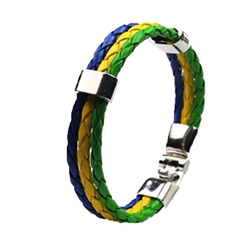 Shuohu FIFA World Cup 2018 - National Flag Braided Bracelet for Fans of (Brazil) - Thumbnail 5