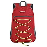 Gonex Ultralight Handy Travel Backpack,Water Repellent Packable Backpack Hiking Daypack Lightweight Foldable Camping Outdoor Travel Cycling School Backpacking 25 Liters(Red)