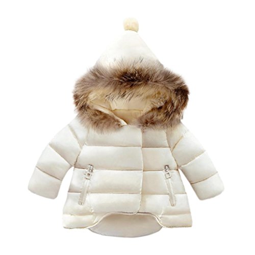 ZLOLIA Baby Clothes Autumn Winter Girls Boys Kids Down Jacket Warm Hoodie Solid Coat (100, White)