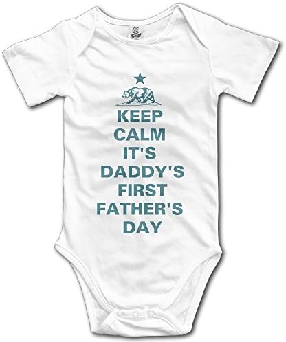 Infant Father's Day Gift Keep Calm California Bear Short Sleeve Unisex Baby Bodysuit Onesie