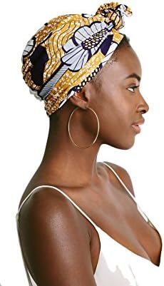 Grace Eleyae GE Knotted Turban - Satin Lined Hair Care Malaika Turban for Women [Day & Night] Head Cover for Curly Hair Soft & Smooth