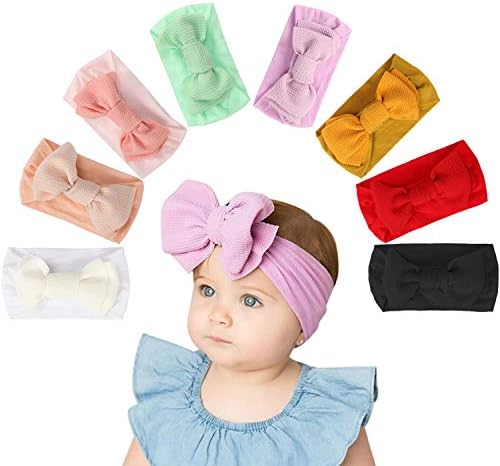 Bascolor Baby Girls Headbands and Bow Soft Elastic Turban Knotted Hairbands for Kids Toddler Newborn Infant Hair Accessories