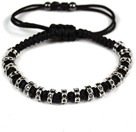 New Anil Arjandas Bracelet Cz Stoppers Beads Briading Macrame Bracelet Men (silver)