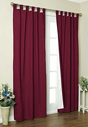 Commonwealth Home Fashions 70292-153-803-63 Thermalogic Insulated Solid Color Tab Top Curtain Pairs 63 in.44; Burgundy