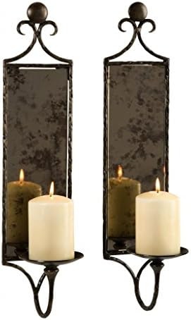 Decoratively Serene Hammered Mirror Wall Sconce - Set of 2 Home Wall Sconces Décor