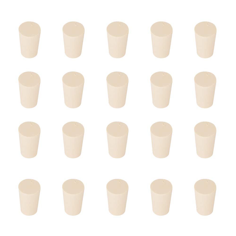 StonyLab Solid Rubber Stoppers, 20-Pack 0# - 13mm x 17mm x 25mm- White Tapered Lab Seal Rubber Stoppers