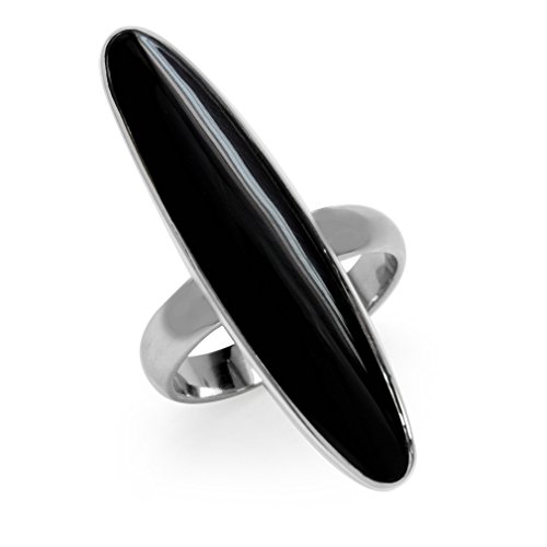Long Inlay White Gold Plated 925 Sterling Silver Modern Ring