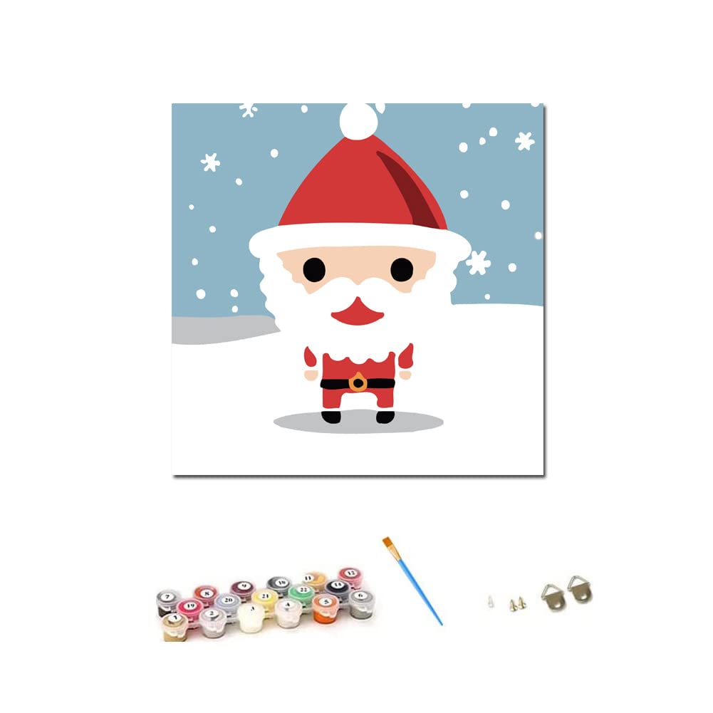 ABEUTY Paint by Numbers for Children Kids, Christmas Santa Claus 25x25 cm Number Painting with Frame