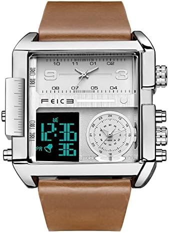 FEICE Square Quartz Watches Men's Quartz Wristwatch Multi-Function