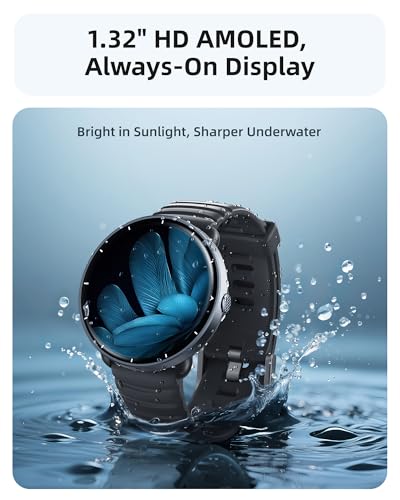 Parsonver Smart Watch Built-in GPS, 5ATM Swimming Smartwatch for Pool/Open Water, Fitness Watch with AMOLED Display, Heart Rate Sleep Monitor, 100+ Sports,Message Notification (Black, 42 mm)