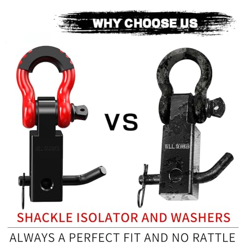 Tow Hitch Receiver 2", 45,000 lbs Break Strength Shackle Hitch with 5/8" Screw Pin, 3/4" Shackle, Red & Black Towing Accessories for Vehicle, Trailer & Off-Road Recovery