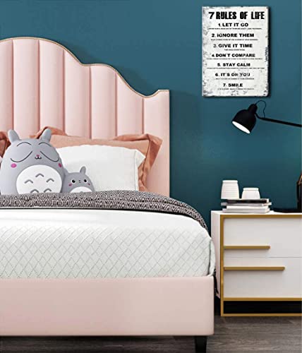 Motivational Canvas Wall Art inspirational 7 Rules of Life positive quotes wall decor office posters for boy room bathroom classrooms framed prints Ready to Hang Home 11x15 Inches