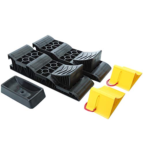 Homeon Wheels Large RV Leveling Blocks 2 Pack and Two Locking Chocks
