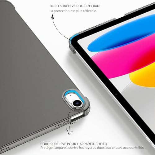 EasyAcc Case for iPad A16 11th 2025 11 Inch/iPad 10th Generation 10.9 Inch 2022, Ultra Slim Translucent Matte Protective Case with Auto Wake/Sleep Function, Black