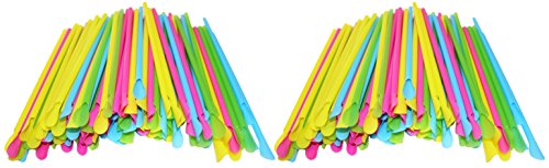 Set of 200 SNO-Cone Straw Spoons! Bright Colors