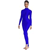 OVIGILY Adult High Neck Long Sleeve Dance Unitard for Women Bodysuits Full Body Leotard Spandex Catsuit