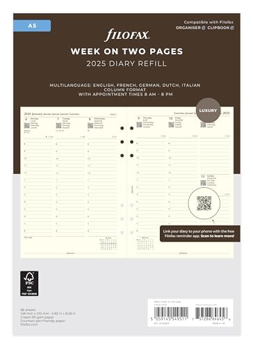 A5 Week on two Cotton Cream 5 Language column format 2025