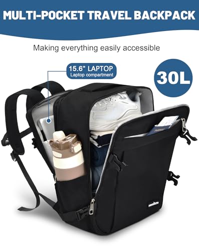MOCOCITO Travel Backpack Cabin Airplane 40 x 20 x 30, Travel Suitcases Cabin for Vueling Waterproof Backpack Hand Luggage, 30L Backpacks Men Women Travel Backpack Laptop Backpack (Classic Black)