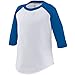 Augusta Sportswear Baseball Jersey, 2/3 Tall, White/Royal