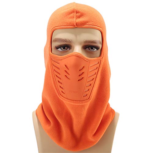 Windproof Mask Cap Outdoor Sports Motorcycle Ski Mask Hat Full Face Neck Mask Tactic CS Sunscreen Dustproof Headgear (Orange, One Size)