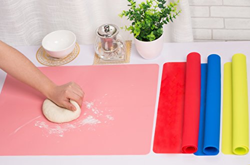 Silicone Baking Mat for Dough Rolling Pastry Fondant Mat Large Nonstick and Nonskid Heat Resistent, Countertop Protector, Dining Table Mat and Placemat 20'' by 16'' (Large Size, Pink) - Thumbnail 7