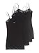 4 Pack Zenana Women's Lace Trim Cami Tank Top Med Black, Black, Black, Black