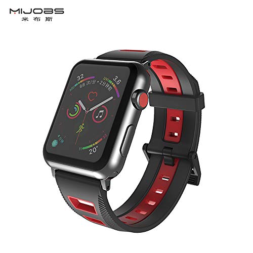 MIJOBS Compatible for Apple Watch 38mm 42mm 40mm 44mm, Soft Silicone Sport Band iWatch Bands Replacement Wrist Strap for iWatch Series 4/3/2/1