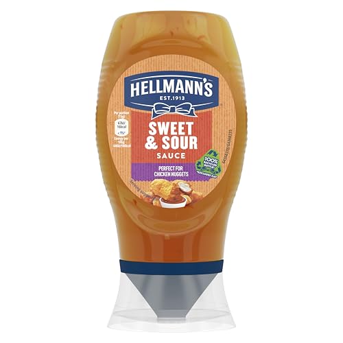Hellmann's Sweet & Sour Sauce 100% recyclable* squeeze bottle the perfect condiment for chicken nuggets 250 ml