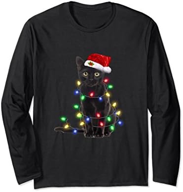 Unisex Led Black Cat Christmas - Led light Christmas cat shirt 2XL Black
