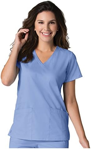 Maevn Women's EON Back Mesh Panel Shaped V-Neck Top(Ceil Blue, XX-Small)
