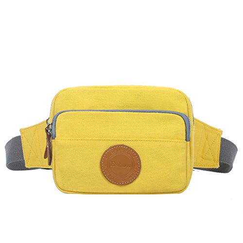 Eshow Women's Canvas Travel Sports Outdoors Running Climbing Morning Jogging Small Waist Bag,Yellow - Thumbnail 7
