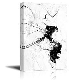 Canvas Wall Art - Abstract Black Smoke-Like Ink Splash - Giclee Print Gallery Wrap Modern Home Art Ready to Hang - 12x18 inches