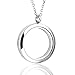 PiercingJ Round Heart Stainless Steel Locket Floating Charm Pendant Necklace - 21.5