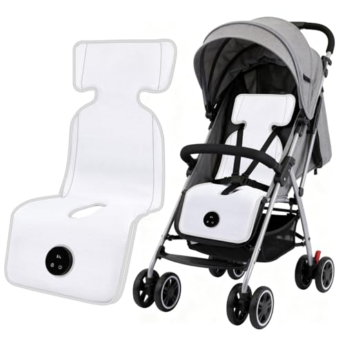 Sendowtek Summer Baby Car Mat, Universal Pushchair Pad with Adjustable Fan, Breathable Cover for Outdoor Indoor Cot Car Seat
