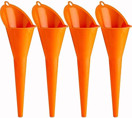 Annurssy 4 Pack Multi-Function Plastic Long Neck Oil Funnel – for All Automotive Oils Lubricants Engine Oils Water Diesel Fuel Kerosene and Other Liquids
