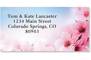 Colorful Images Peach Blossom Floral Return Address Mailing Labels, Personalize with Name & Address, Set of 144 Self Adhesive