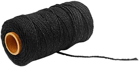 Cotton rope,Hoshell 100m Long/100Yard Pure Cotton Twisted Cord Rope Crafts Macrame Artisan String (Black)