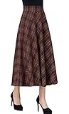Olrain Women's High Waisted Long Classic Plaid Skirts Dress
