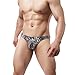 YUFEIDA Sexy Men's Underwear Thong G-string Leopard Print Bulge Pouch T-back Underpants (X-Large, Black)