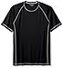 Amazon Essentials Men's Slim-Fit Short-Sleeve Quick-Dry UPF 50 Swim Tee, Washed Black, Large