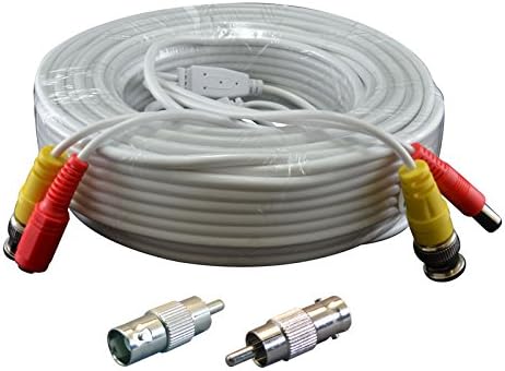 InstallerCCTV 100ft Pre-made All-in-One Video Power BNC RCA Siamese Style Cable for CCTV Security Cameras - White