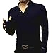 8sanlione Mens Slim Fit V-Neck Tee Short-Sleeve/Long Sleeve Polo Casual T- Shirts(Medium,L-Black)